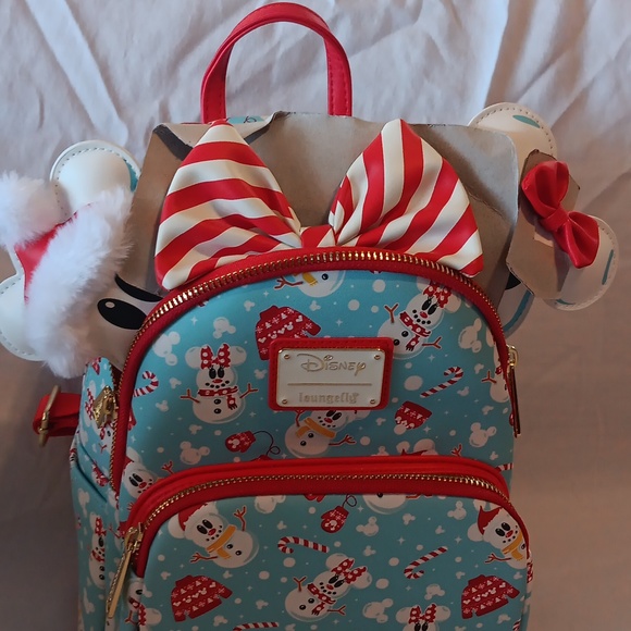 Disney Loungefly Minnie mickey snowman bag and ears - Picture 2 of 2